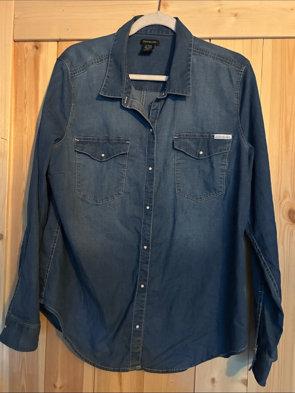 Denim Button-Front Shirt - Blue
